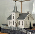 Dale gamle kyrkje, sett frå søraust, modell, AMH 2008.jpg